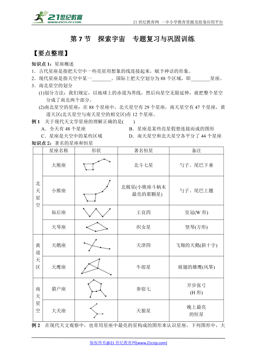 第7节  探索宇宙　专题复习与巩固训练
