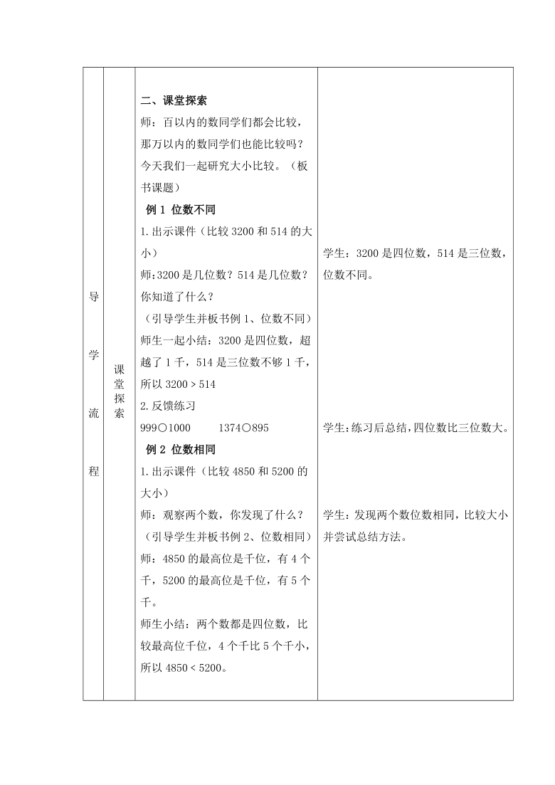 二年级下册数学教案-4.4  大小比较北京版（表格式）