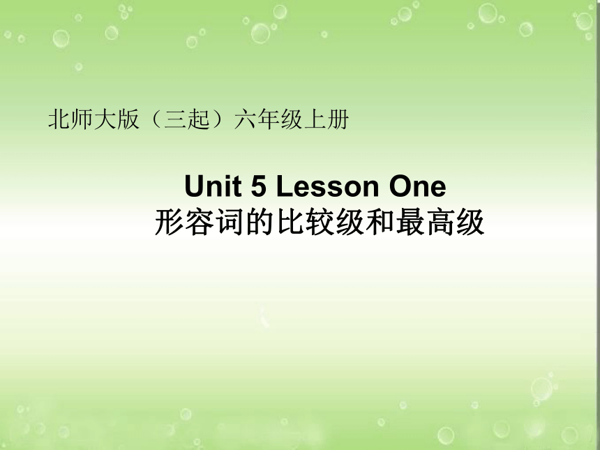 Unit 5 Lesson One 形容词比较级最高级课件
