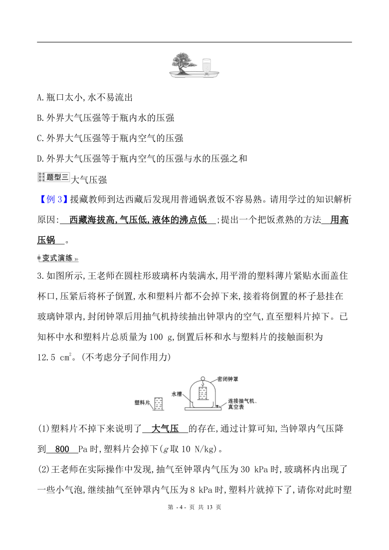 备战2021 浙教版科学中考专题训练 第18讲 压强