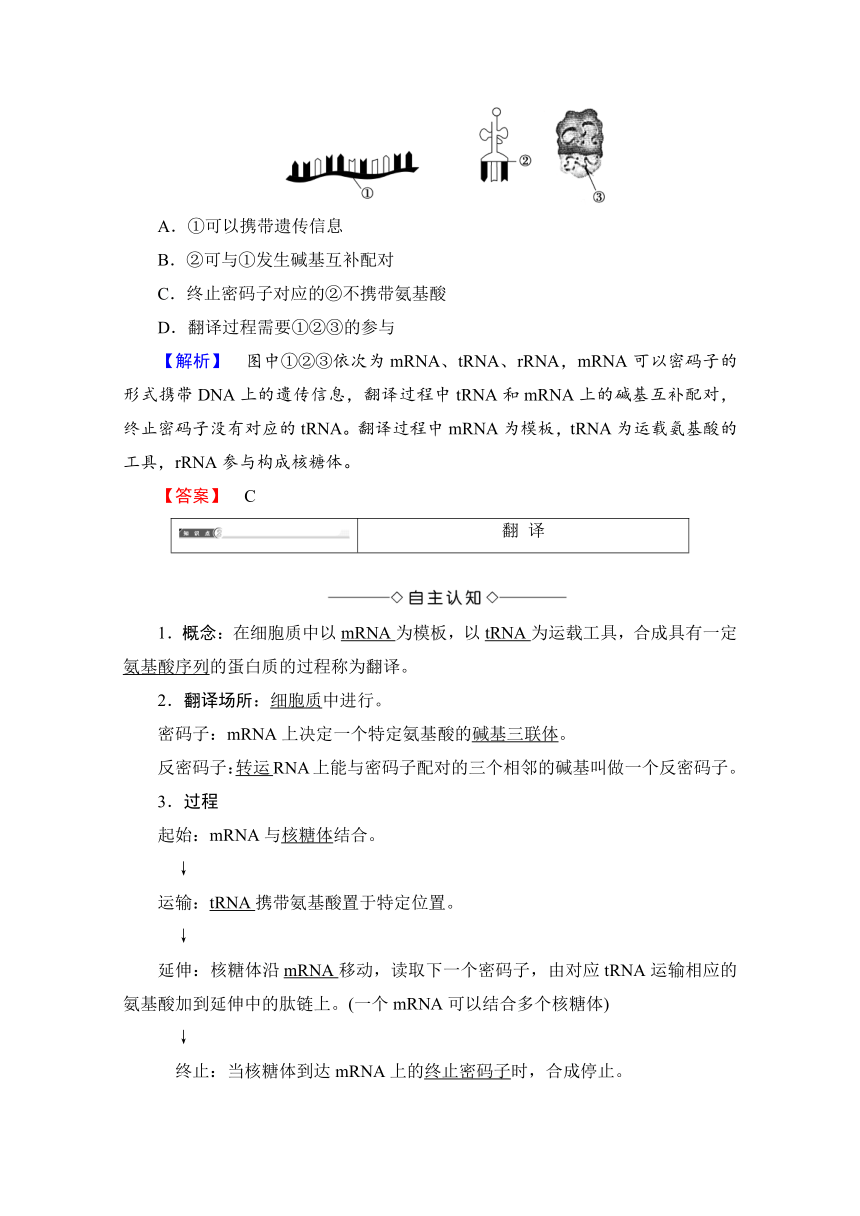 2016-2017学年高一生物必修二检测：第3单元第2章第2节基因的表达（中图版）(含解析)