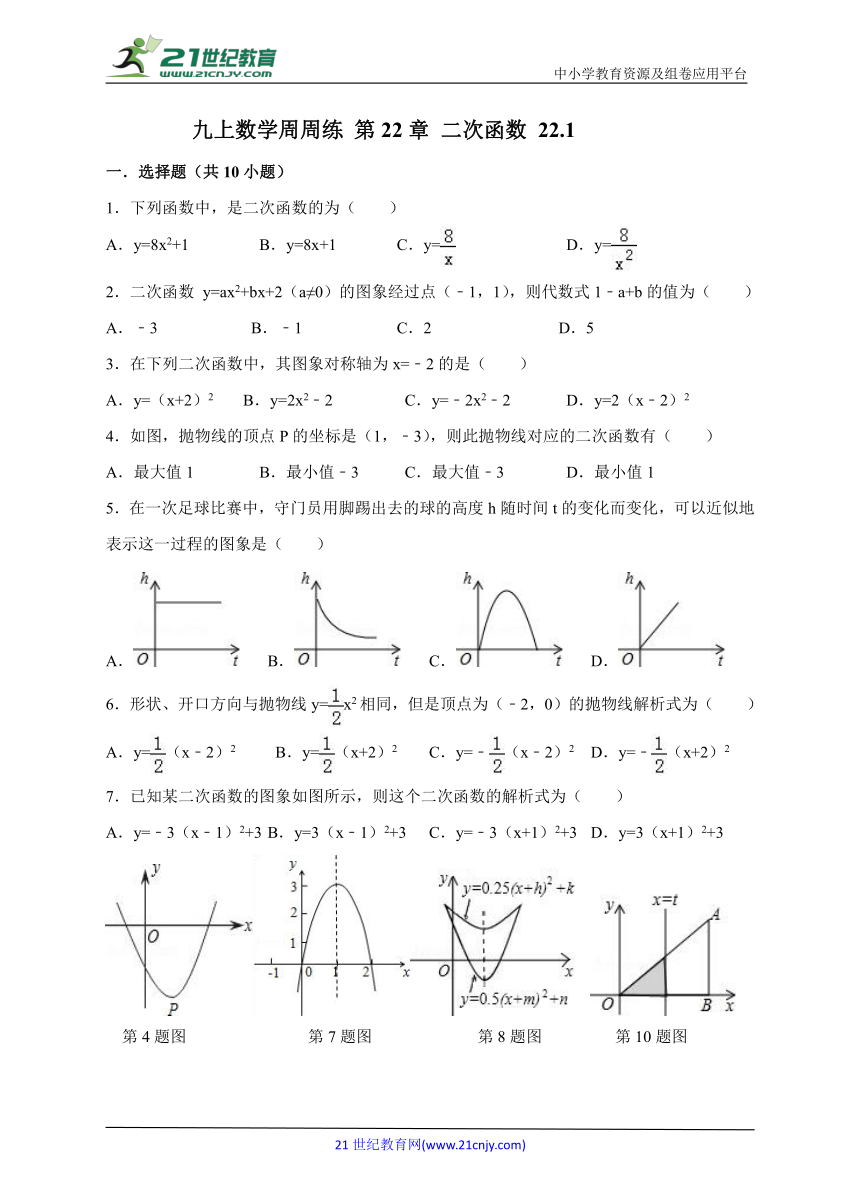 22.1 二次函数的图象和性质同步练习