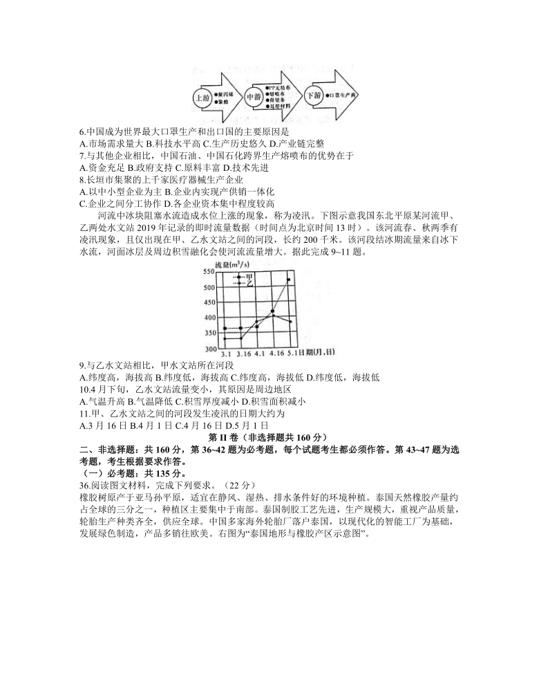 陕西省咸阳市武功县2021届高三2月第二次质量检测文科综合地理试题 Word版含答案