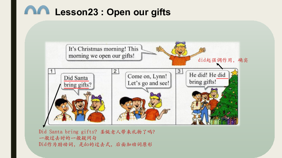 Lesson23 It's Christmas Morning 课件（19张PPT）