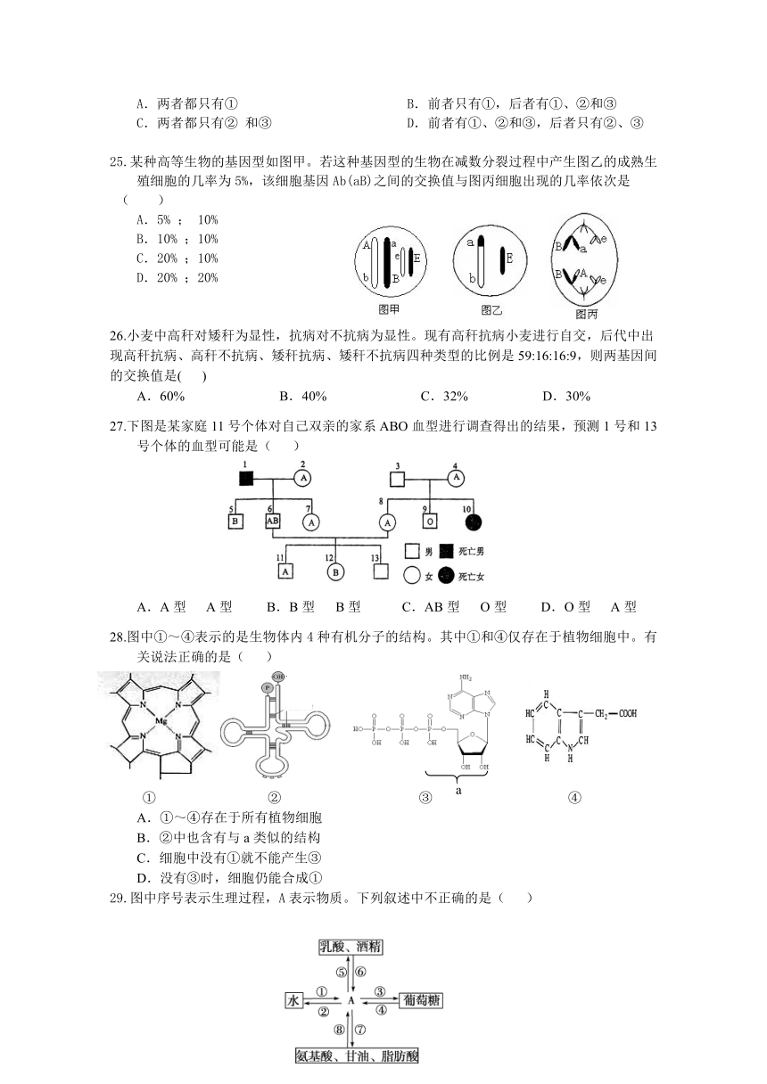 2017上海高考压轴卷 生物 （含解析）