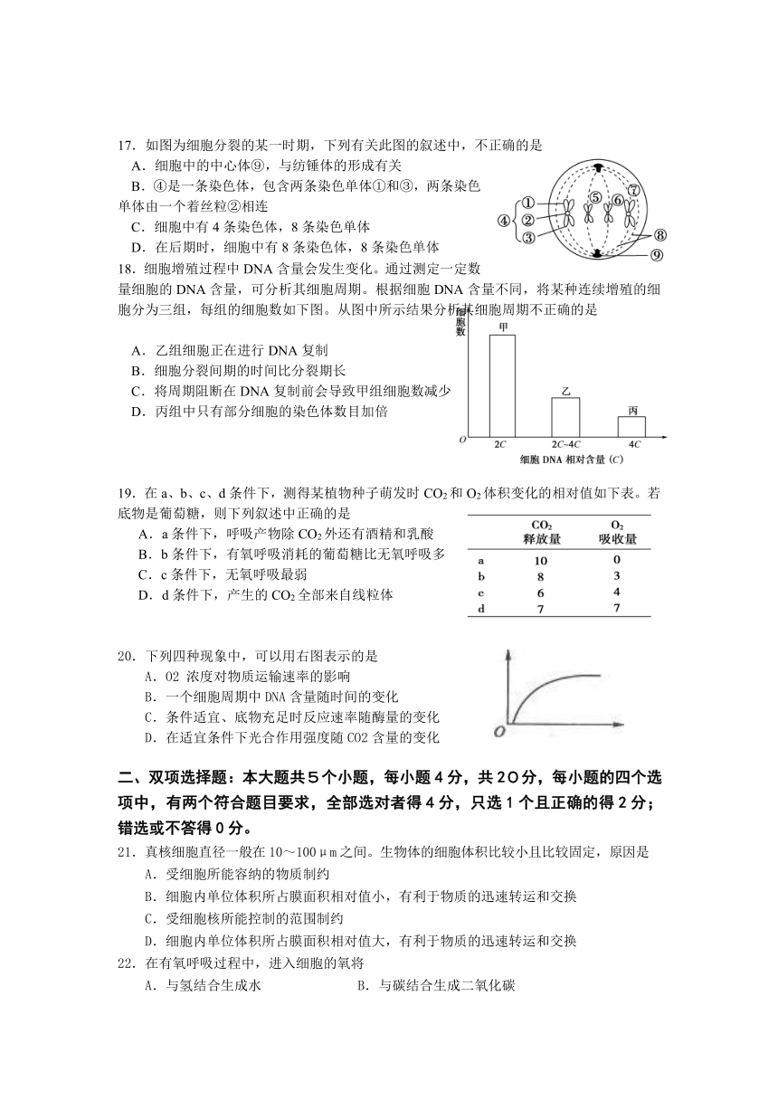 广东省汕头市金山中学2012-2013学年高一上学期期末生物试题