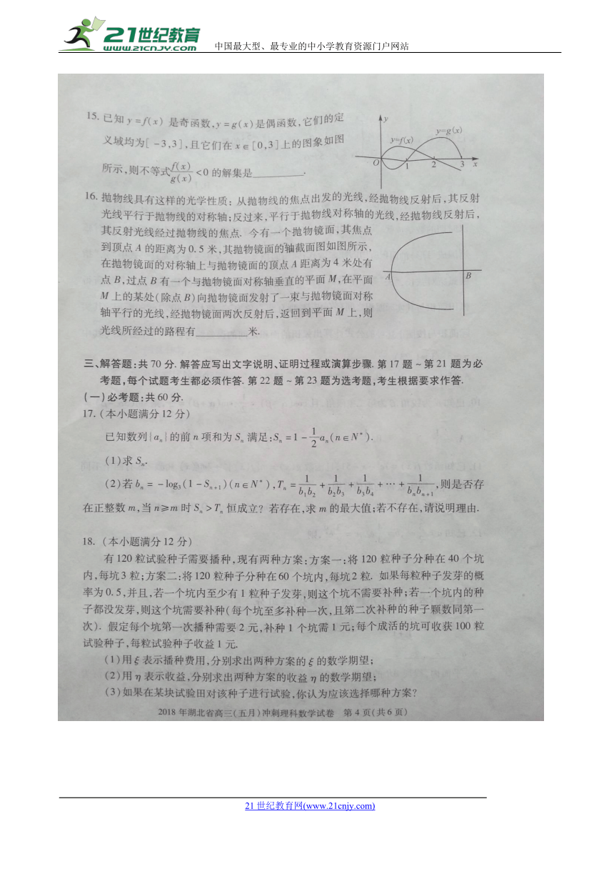 湖北省2018届高三5月冲刺数学（理）试题（扫描版，含答案）