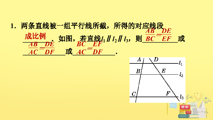 北师大版九上数学第4章：4.2平行线分线段成比例习题课件（24张）