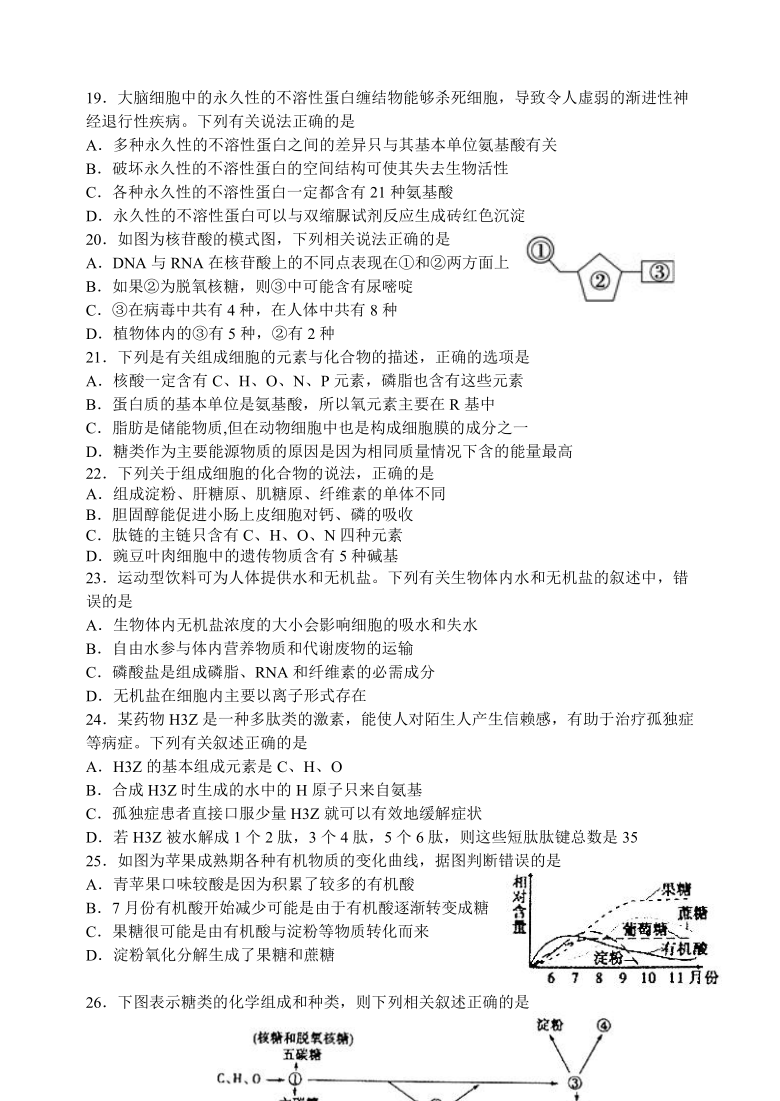 辽宁省东北育才学校科学高中部2020-2021学年高一上学期第一学段检测生物试题