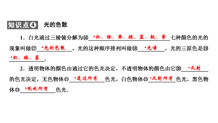 2018年沪科版物理中考复习第3章 第1节  多彩的光