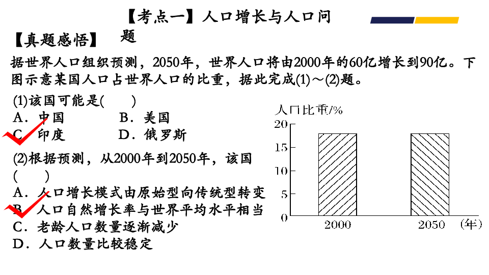 高考地理二轮专题复习14人口与地理环境 课件（32张PPT）