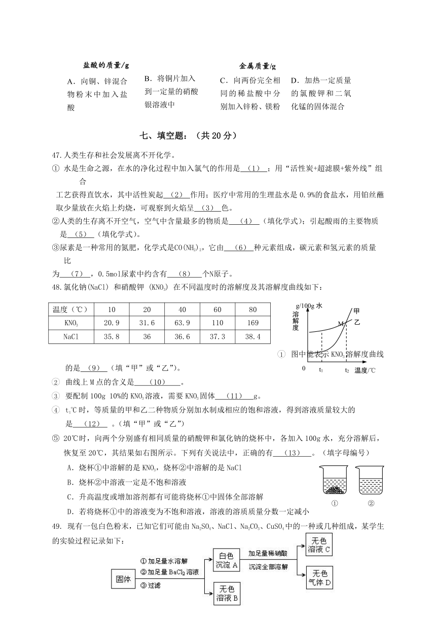 上海市嘉定区2017届九年级4月质量调研（二模）化学试题