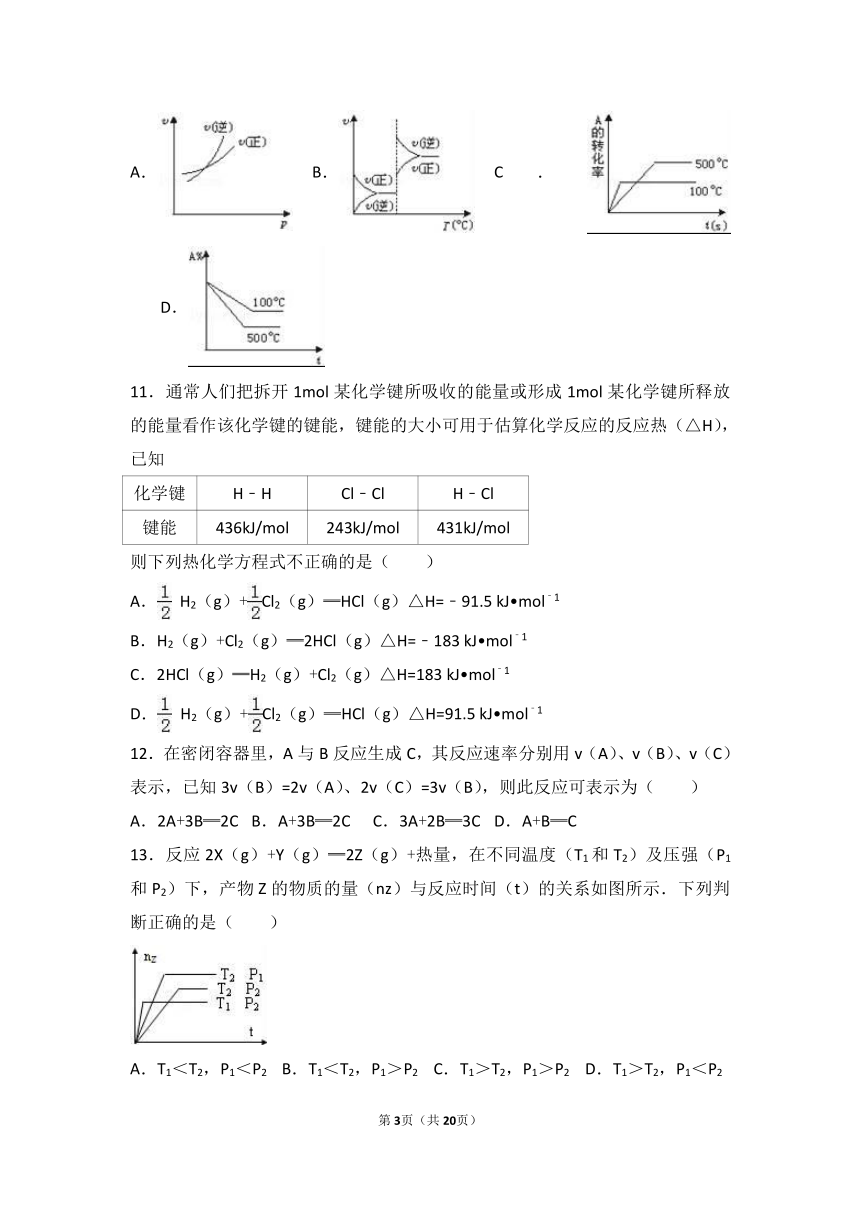 西藏山南二中2016-2017学年高二（上）期中化学试卷（解析版）