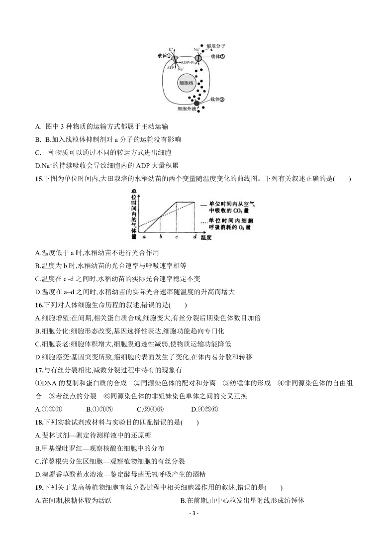 陕西省陕西省安康市高新中学2020--2021学年高三生物十一月周测试题