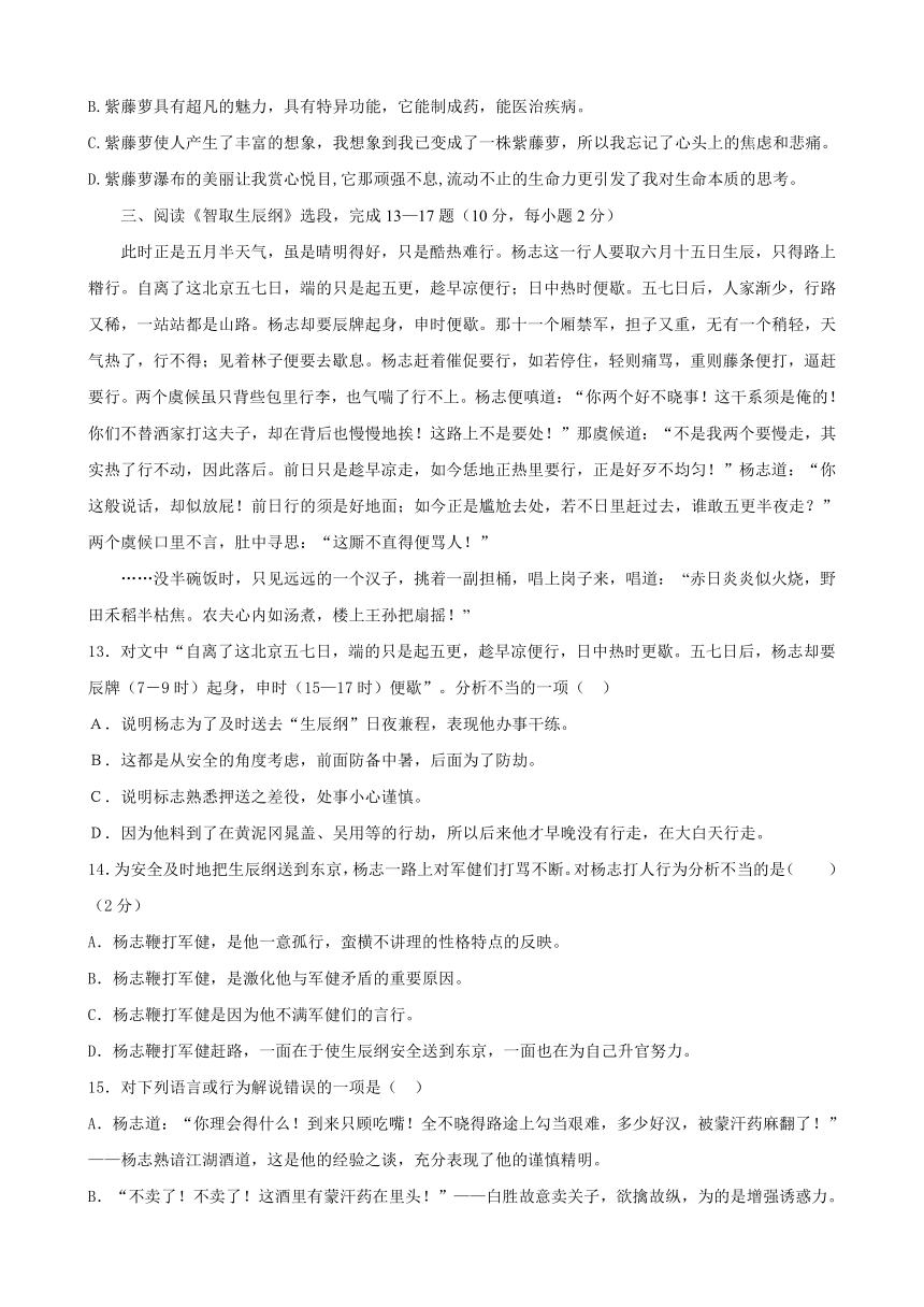 四川省峨边民族中学2016年中考语文模拟试题(十)