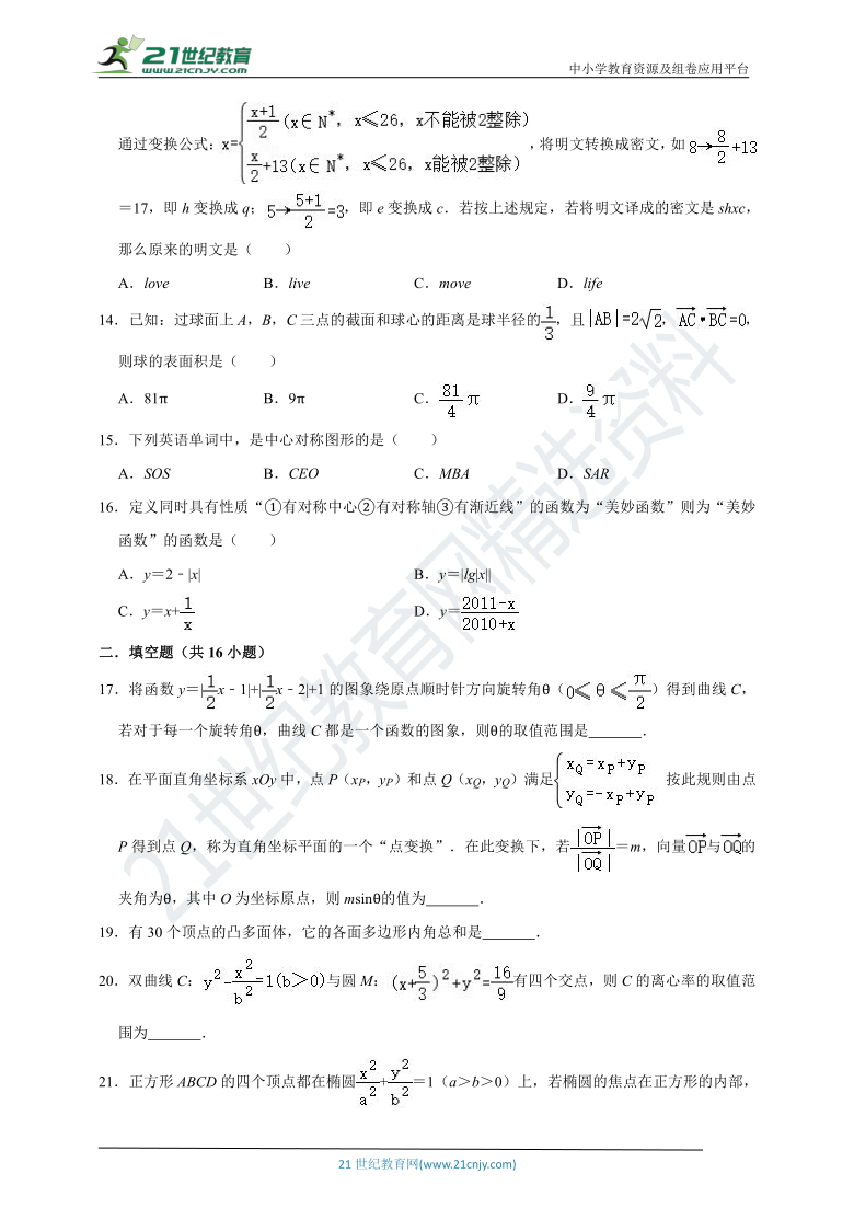 【2021年高考数学二轮复习】专题九数学知识延伸（二）专题复习（含解析）