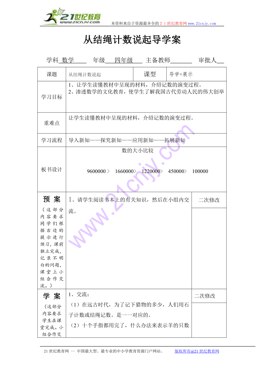 从结绳计数说起学案