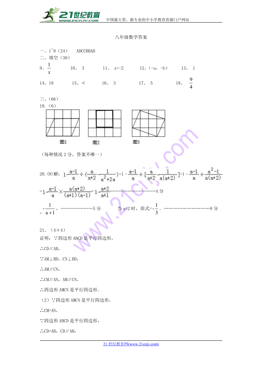 江苏省东台市第一联盟2017-2018学年八年级数学下学期期中试题（含答案）