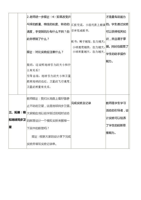 六年级下册科学教案-4.15 人造地球卫星 冀教版