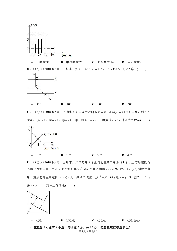 2018-2019学年广东省深圳市南山区八年级（上）期末数学试卷（解析版）