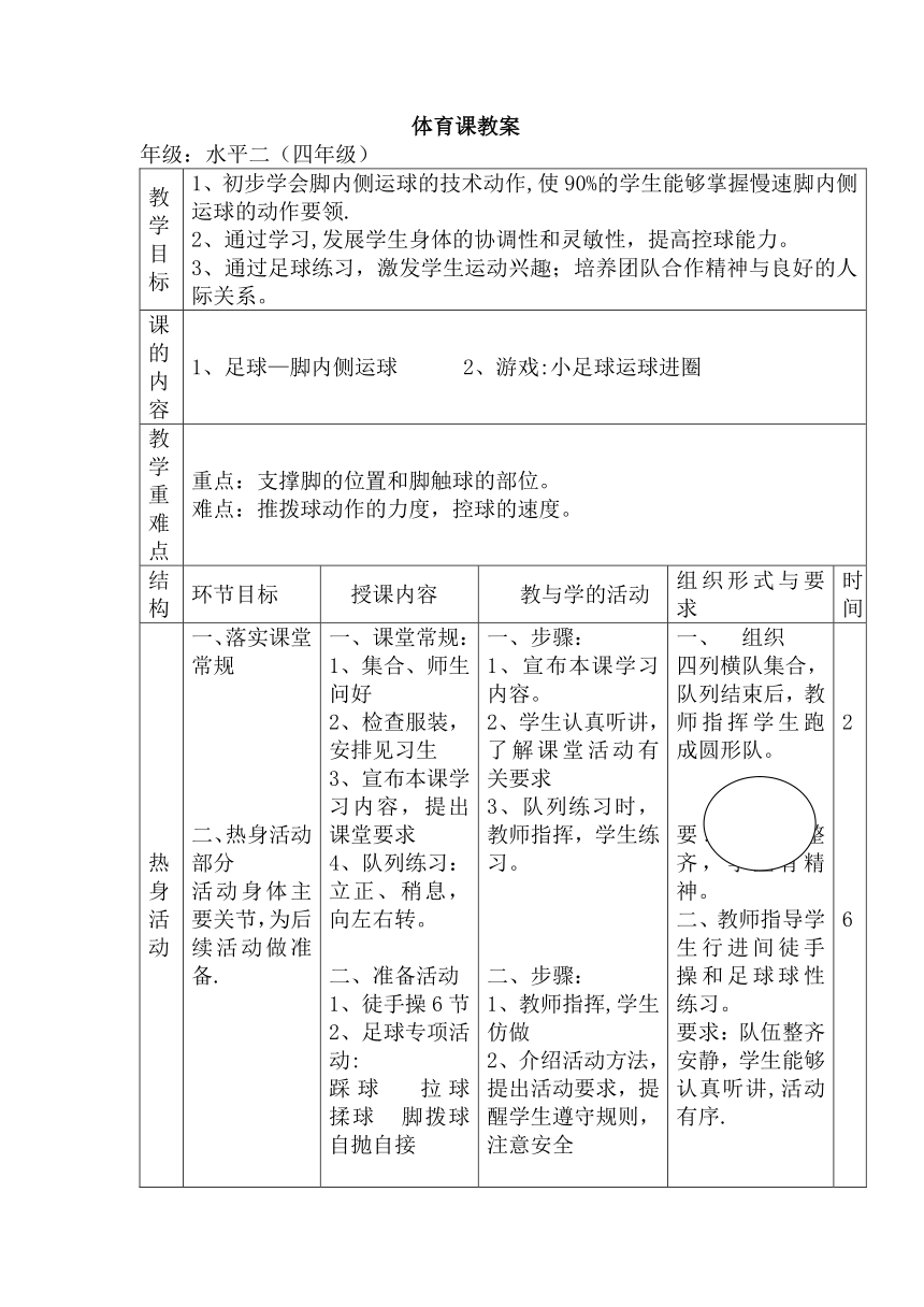 体育教案格式_表格式体育教案_小学小学二年级体育课表格式教案