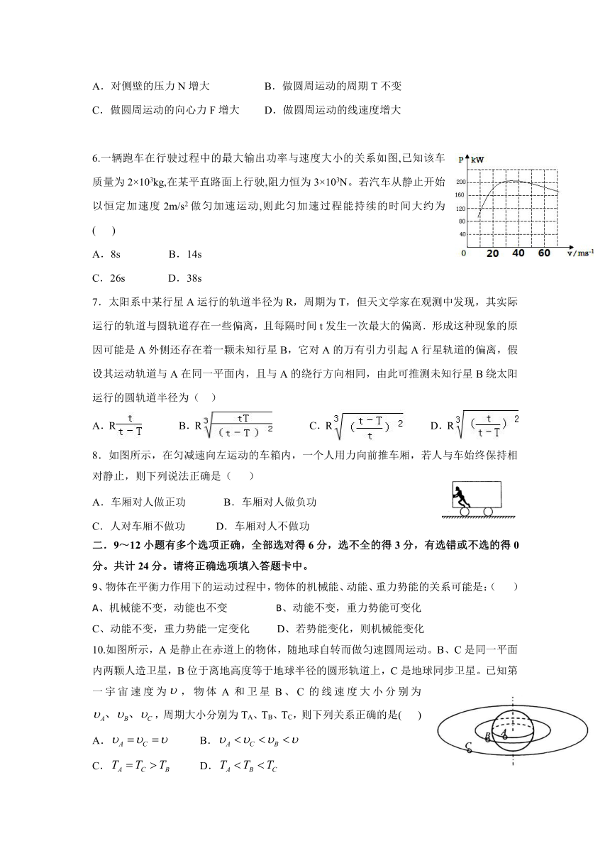 内蒙古北重三中2016-2017学年高一下学期期中考试物理试题 Word版含答案