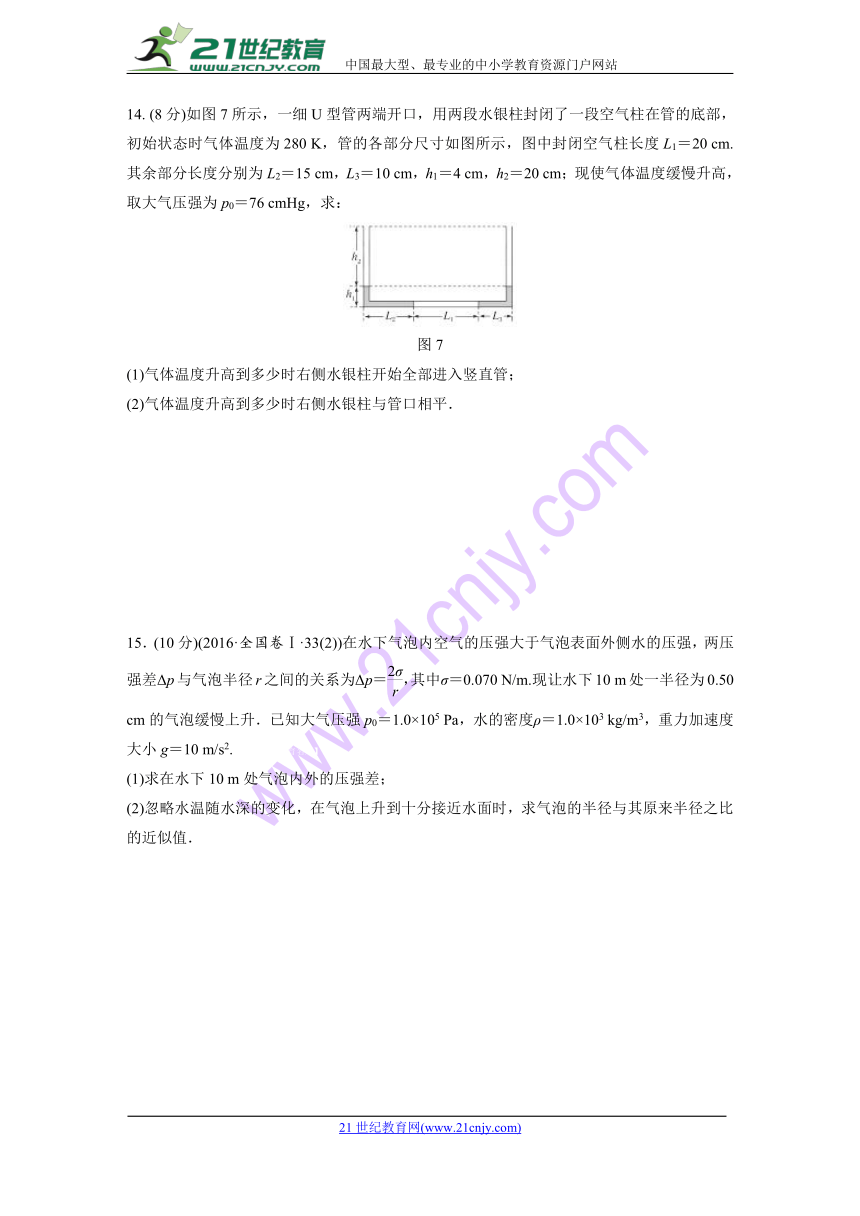 2019版高考物理（教科版）一轮复习综合训练（含2018年最新模拟题）：单元检测十三　热学+Word版含答案