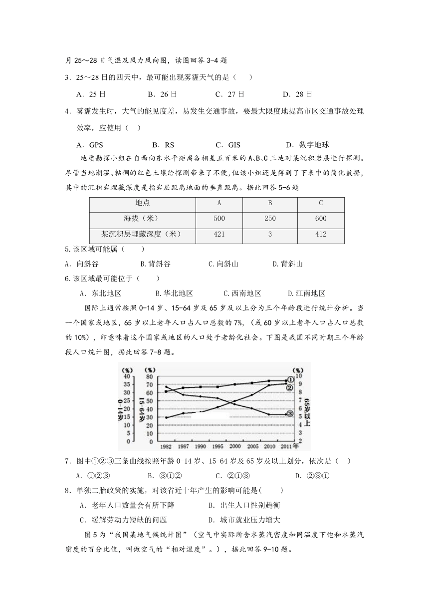 福建省程溪中学2014届高三高考模拟文综试卷 Word版含答案