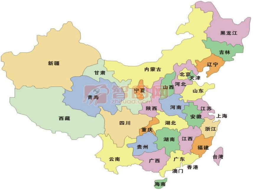 中国四大地区地图图片