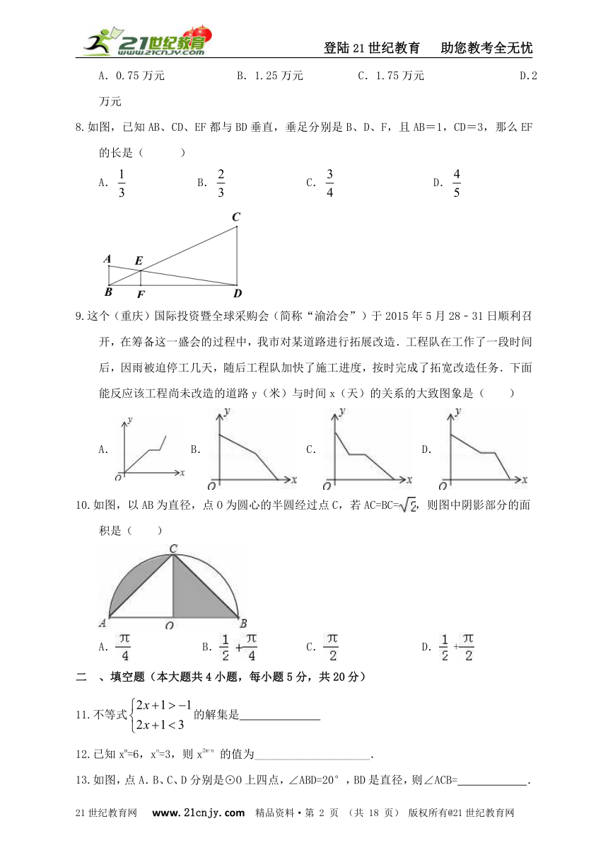 安徽省中考数学模拟试卷2