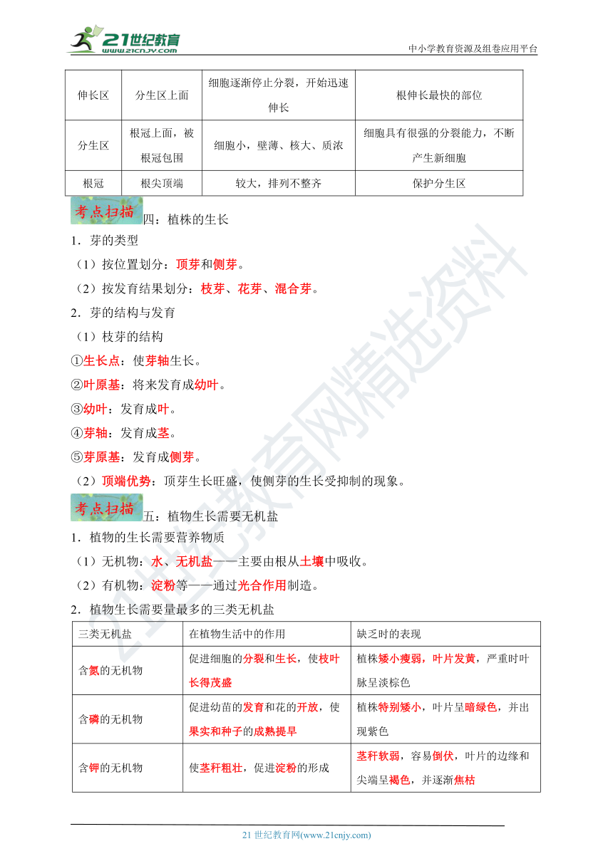 专题06 被子植物的一生【名师导航】中考生物一轮复习学案（含解析）