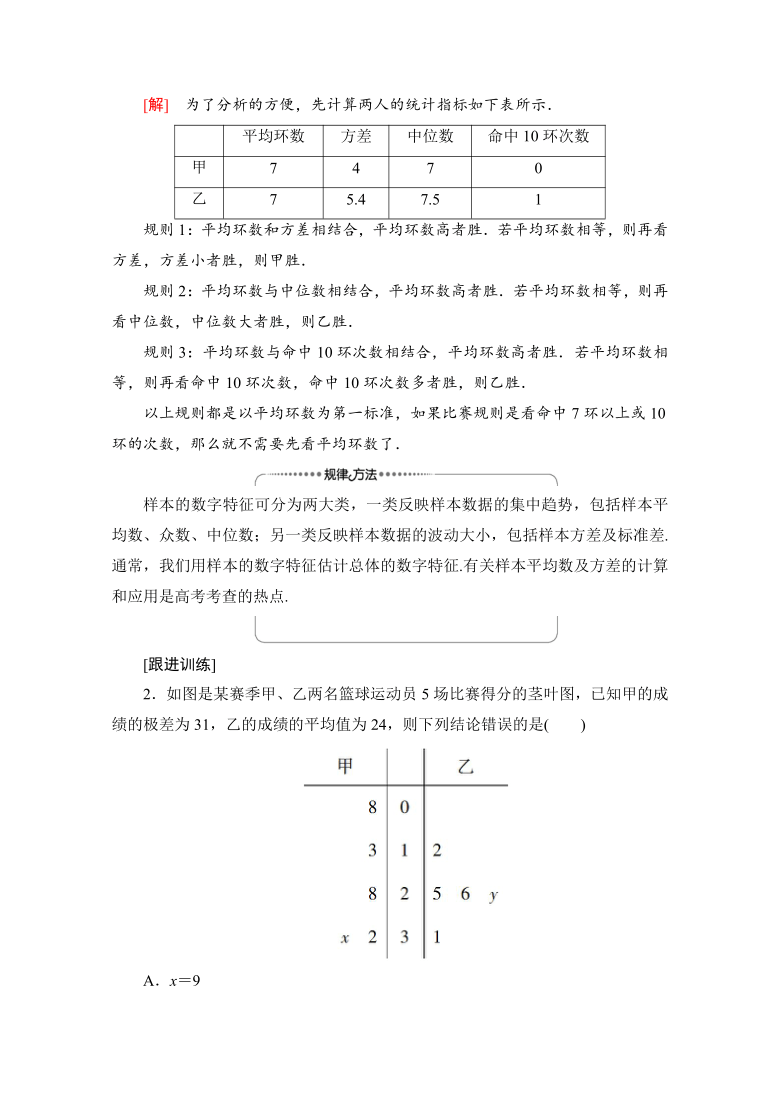 2020-2021学年高中人教A版数学必修3学案  第2章  统计  章末综合提升 Word版含解析