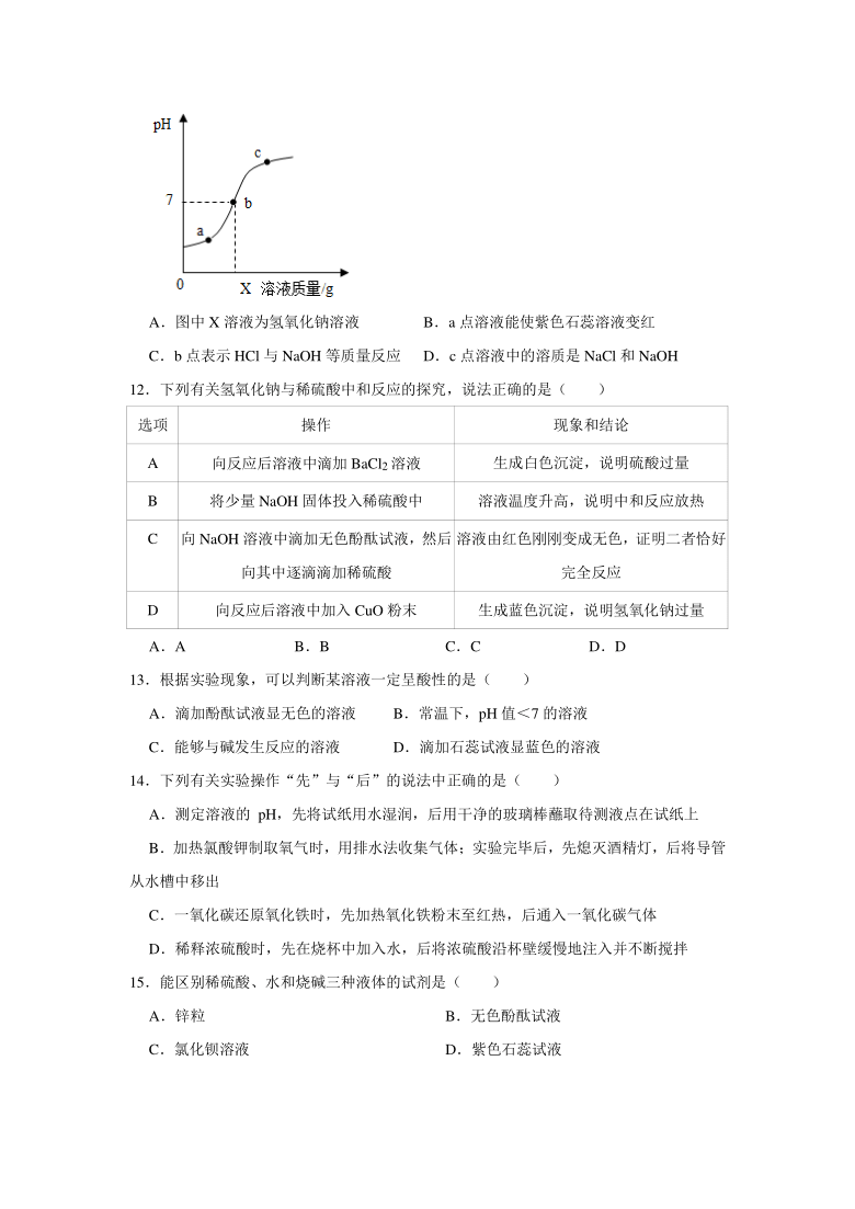 2020-2021学年九年级化学人教版下册第十单元 酸和碱 训练卷（解析版）