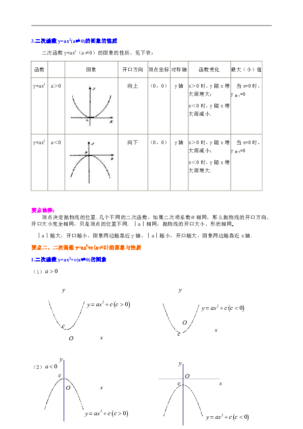 北师大版初中数学九年级下册知识讲解，巩固练习（教学资料，补习资料）：第5讲 二次函数y=ax^2(a≠0)的图象与性质(基础)含答案