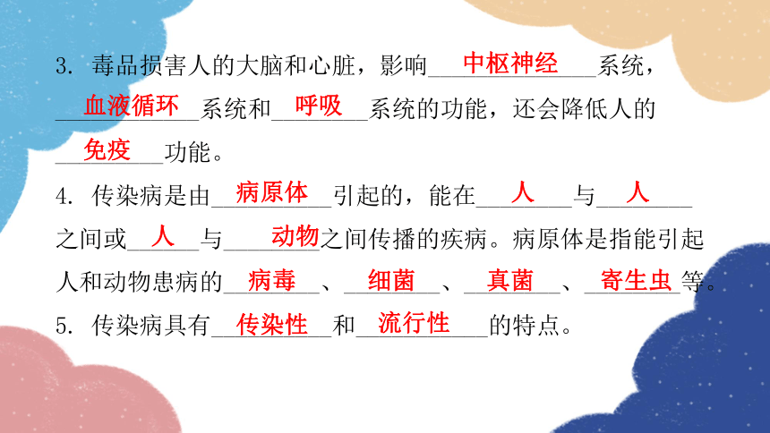 北師大版生物七年級下冊第13章健康地生活晚練課件共14張ppt