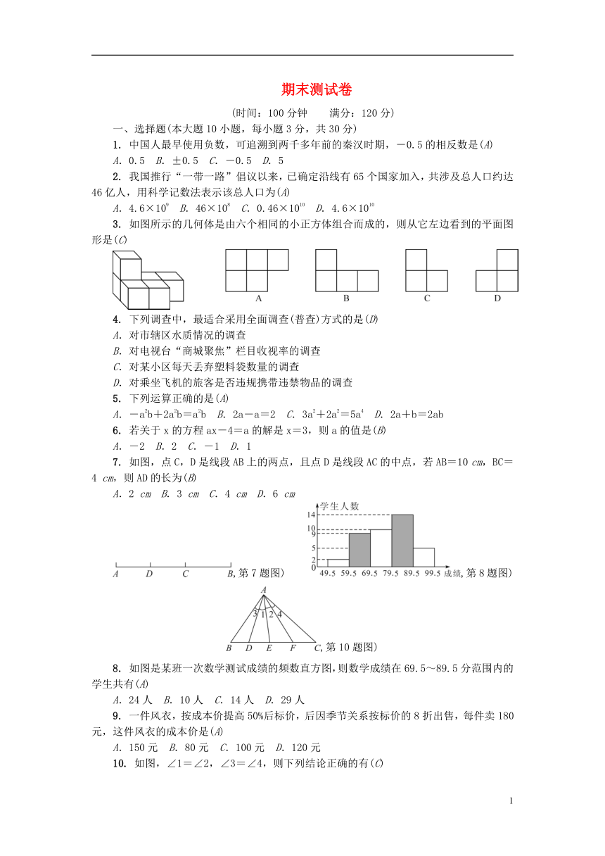 （广东专版）2018年秋七年级数学上册期末测试卷（含答案）