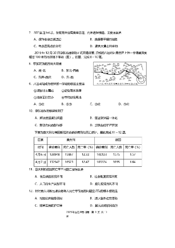 2020年广东省初中学业水平考试押题卷地理试题（扫描版，含答案）