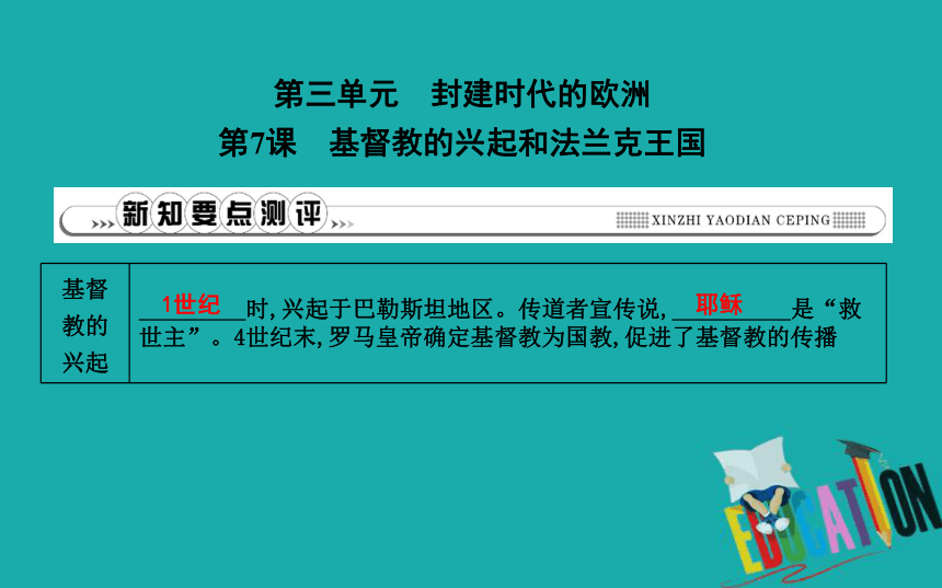 2018年九年级历史上册第三单元《封建时代的欧洲》第7课基督教的兴起和法兰克王国课时作业课件部编版