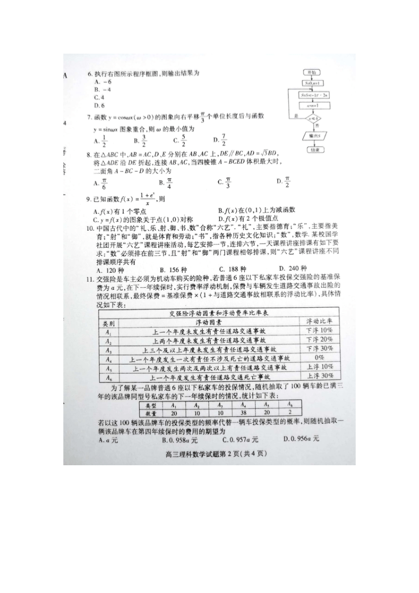 山东省潍坊市2018年高考模拟考试（二模）数学（理）试题(扫描版无答案)