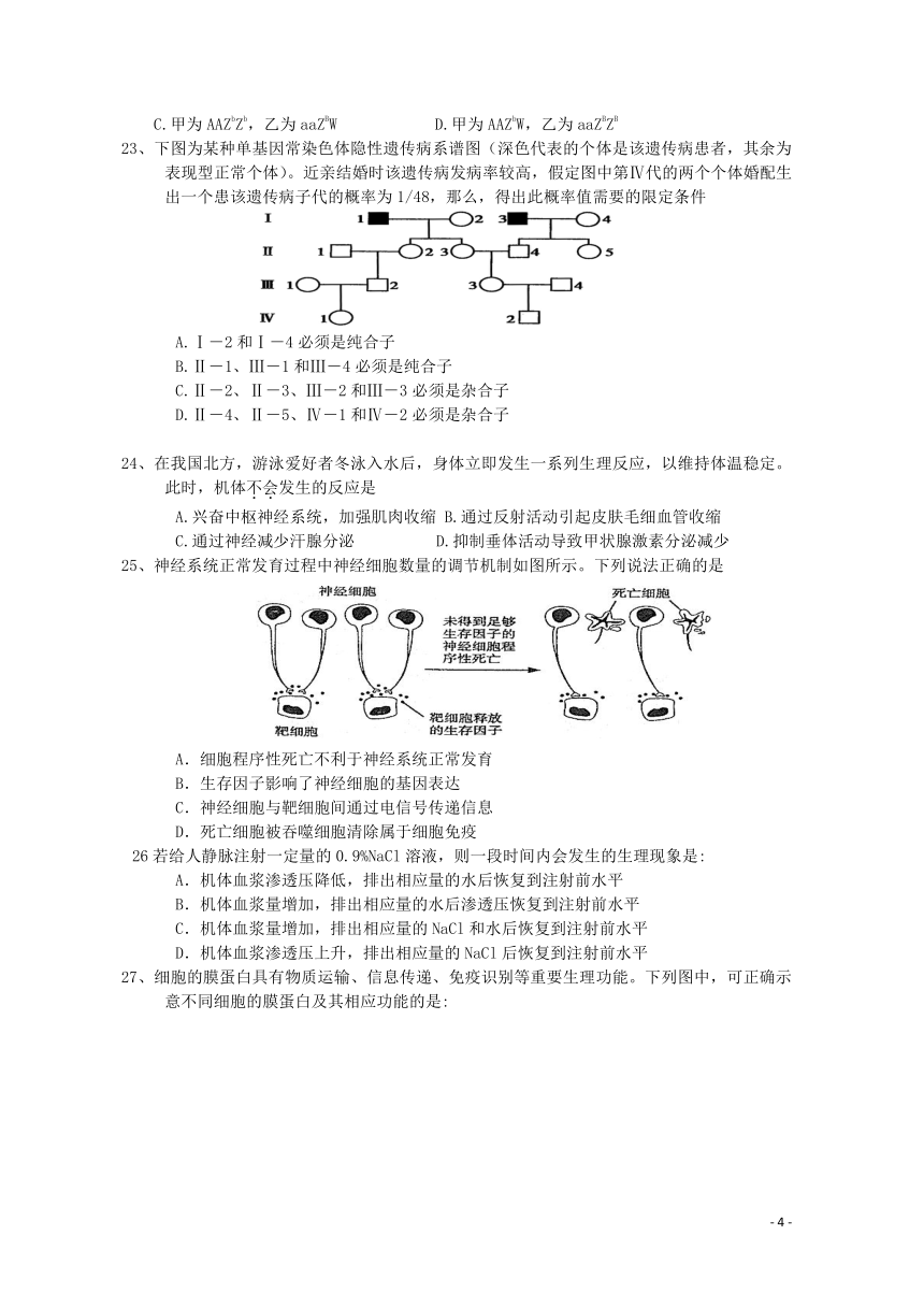 河北省鸡泽、曲周、邱县、馆陶四县2017—2018学年高二下学期期末联考生物试题