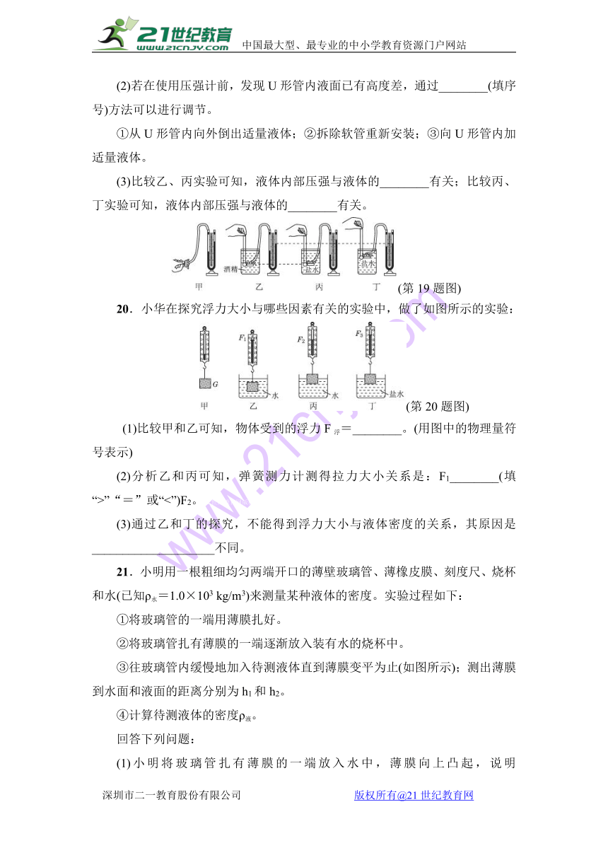 2017-2018学年沪科版八年级物理下册期中达标检测卷