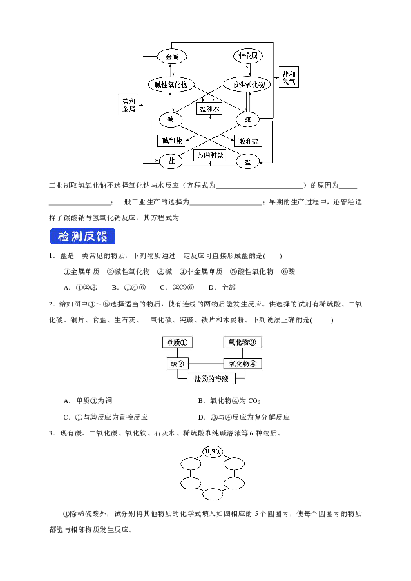 人教版高中化学必修第一册1.2 物质的转化学案（1）