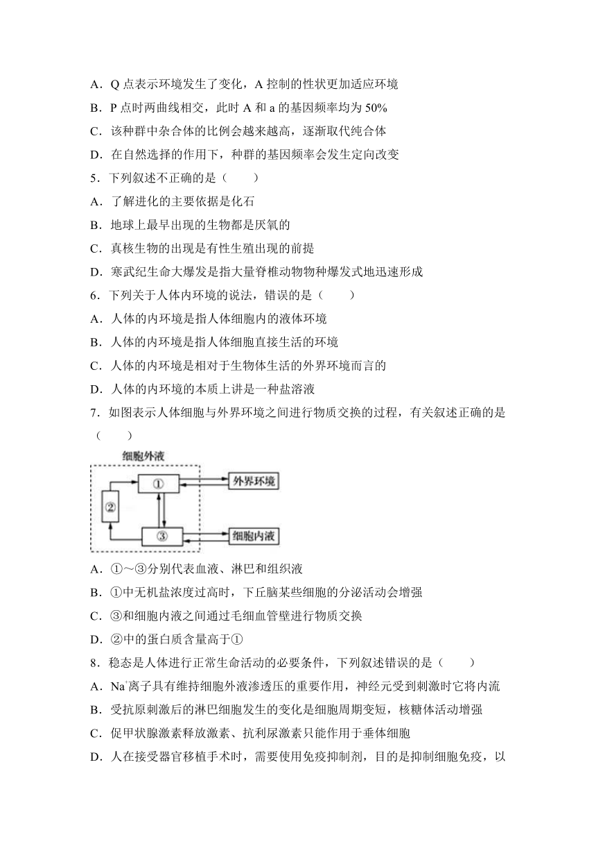 四川省广安市邻水中学2016-2017学年高二（上）期中生物试卷（解析版）