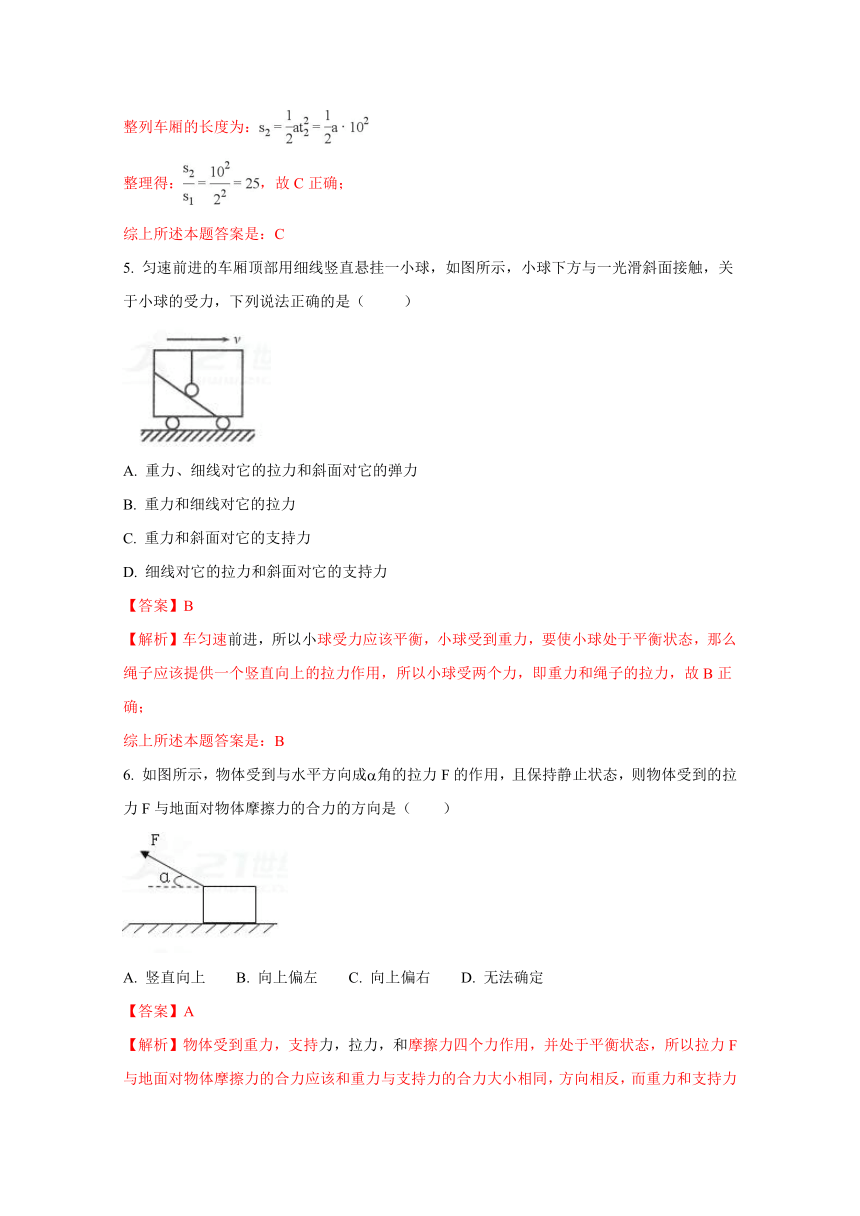 《精解析》山西省临汾第一中学2017-2018学年高一上学期第二次调研（期中）考试物理试题（解析版）