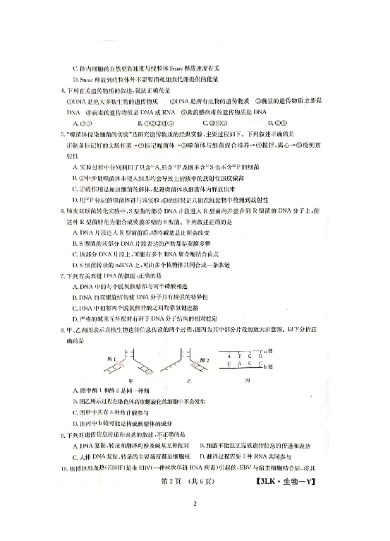 湖南省邵阳县德望中学2020届高三第三次月考生物试题（扫描版）