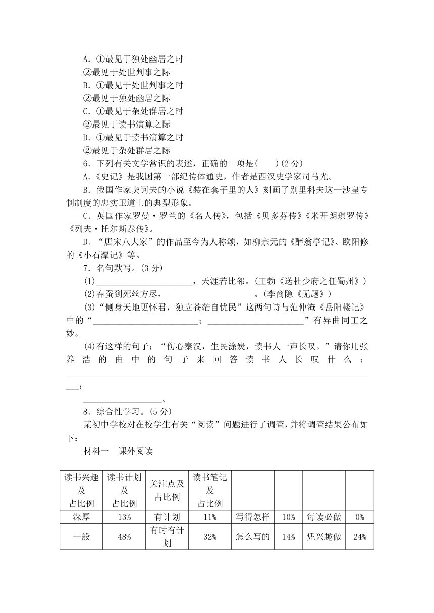 2016-2017学年下学期八年级语文期末检测卷（人教版）