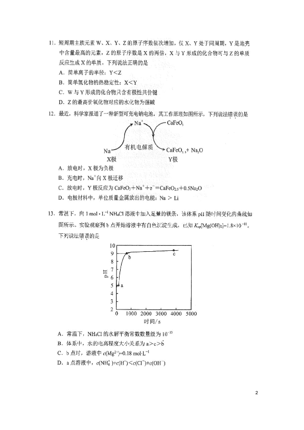2020年5月8日广东省深圳市高三线下一模理科综合化学试题（图片版含答案）