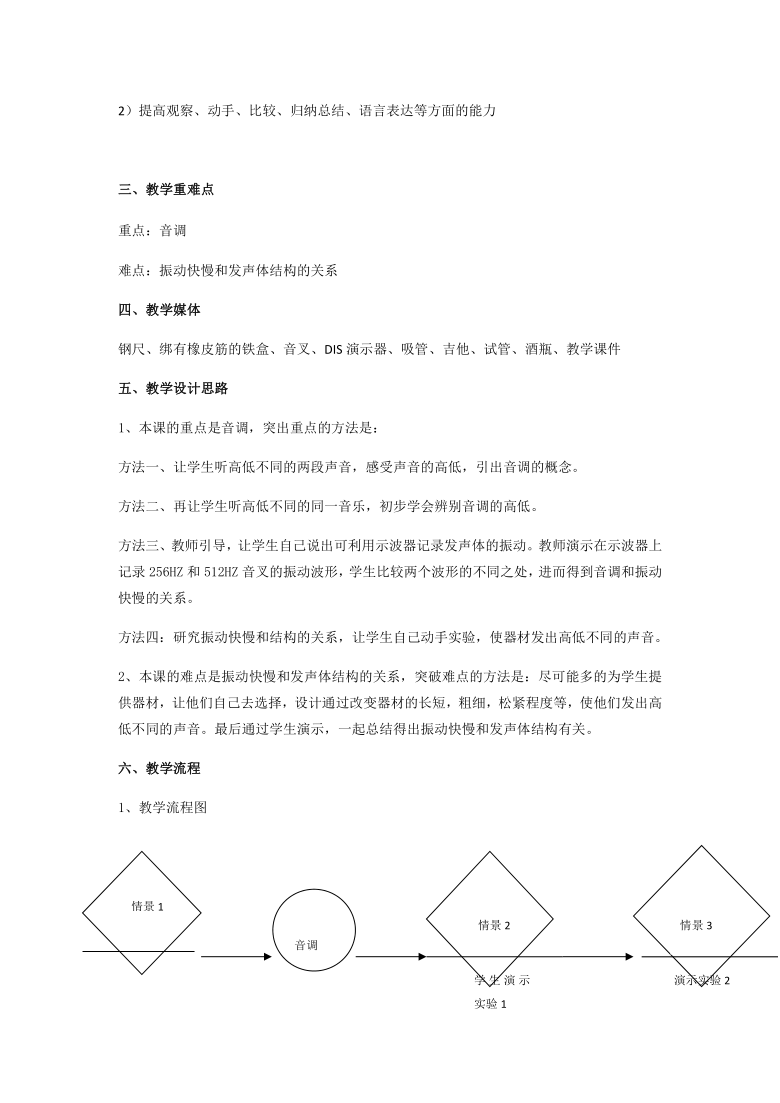 沪教版（上海）物理八年级第一学期1.2声音的特征 教案