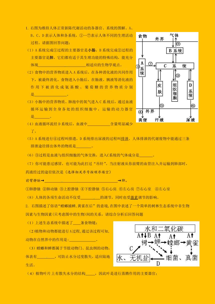 湖北省襄阳老河口2017届九年级3月月考生物试题