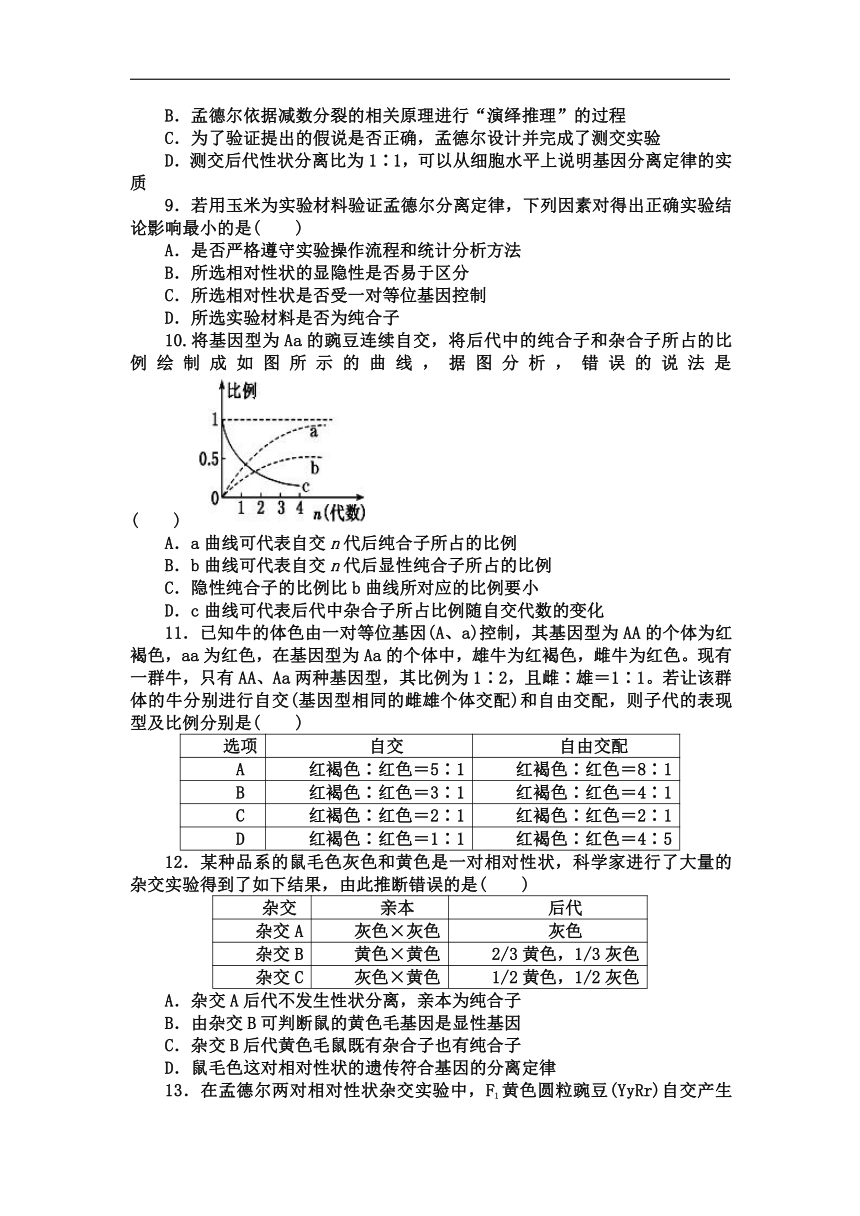 山西省应县一中2017-2018学年高一下学期第八次月考生物试卷